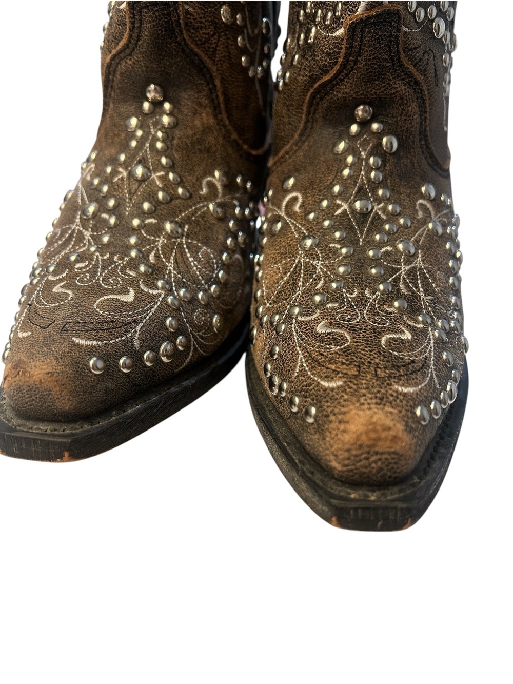 Rockin Country Studded Embroidered Leather Western Cowgirl Boots Women 7.5 W - Picture 4 of 10